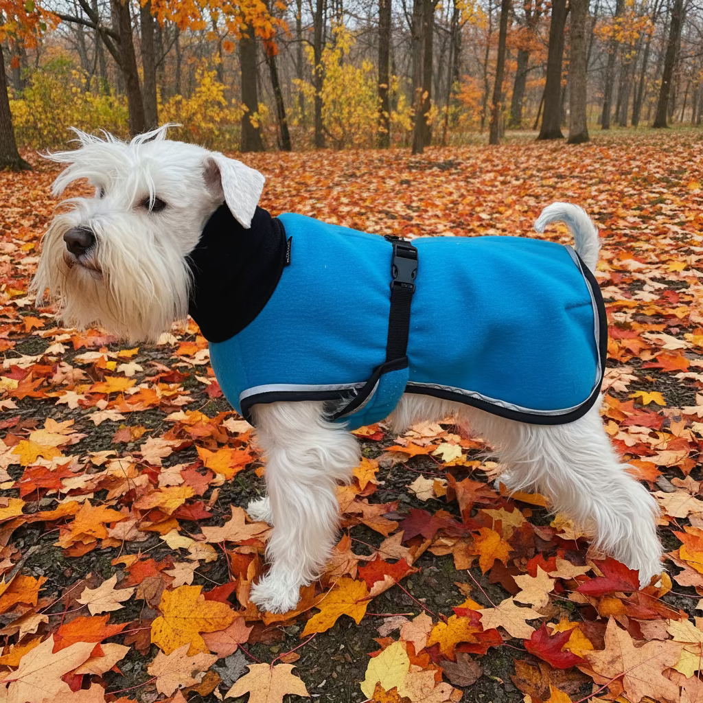 Fleecetakki heijastimilla koira