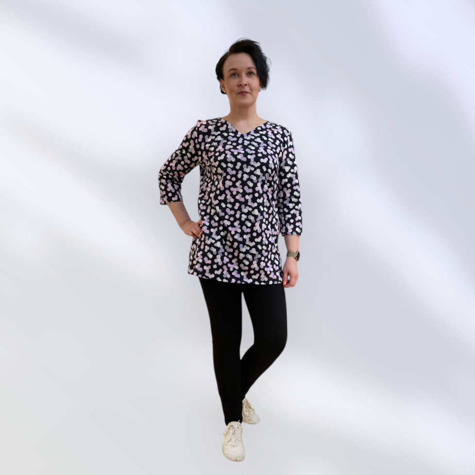 Trikoo tunika pilkullinen kuvio