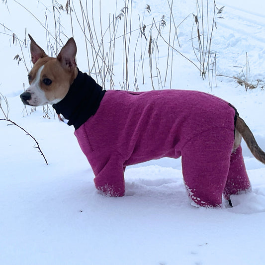 Fuksian värinen villahaalari.