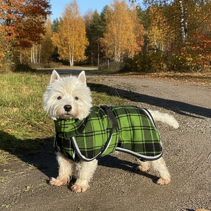 Vihreäruutu koiran villatakki